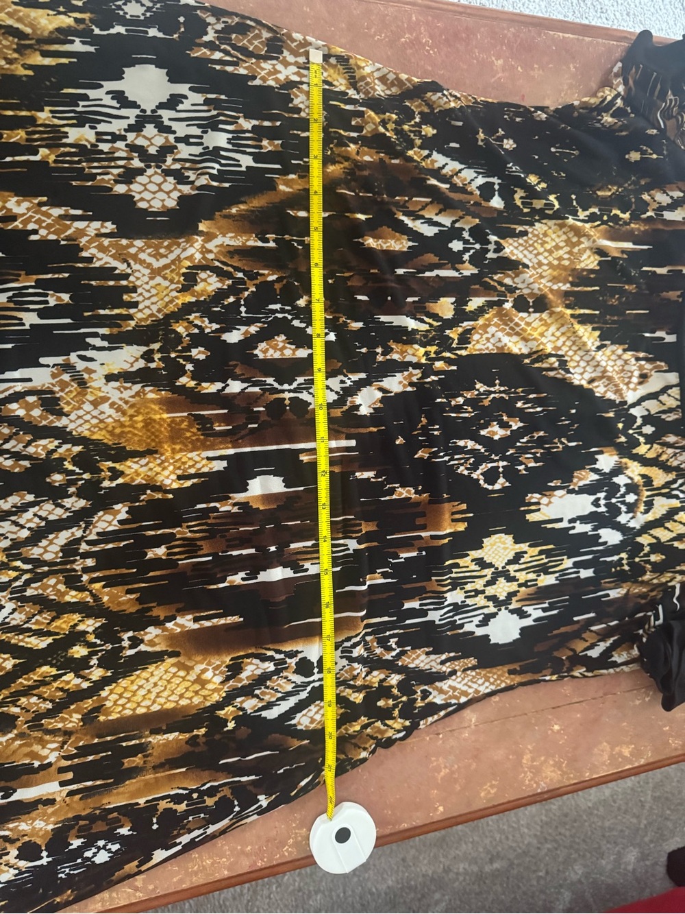 Black and Gold Printed Midi Dress with Scoop Neck - Picture 5 of 6
